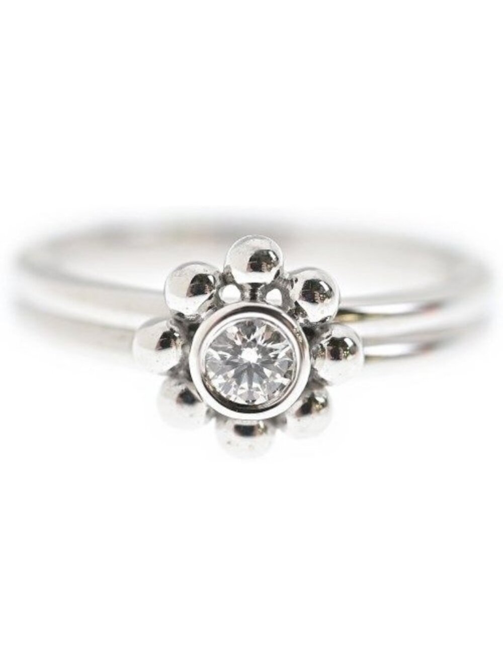 Tiffany & Co Ball Flower Diamond Ring 18K White Gold New